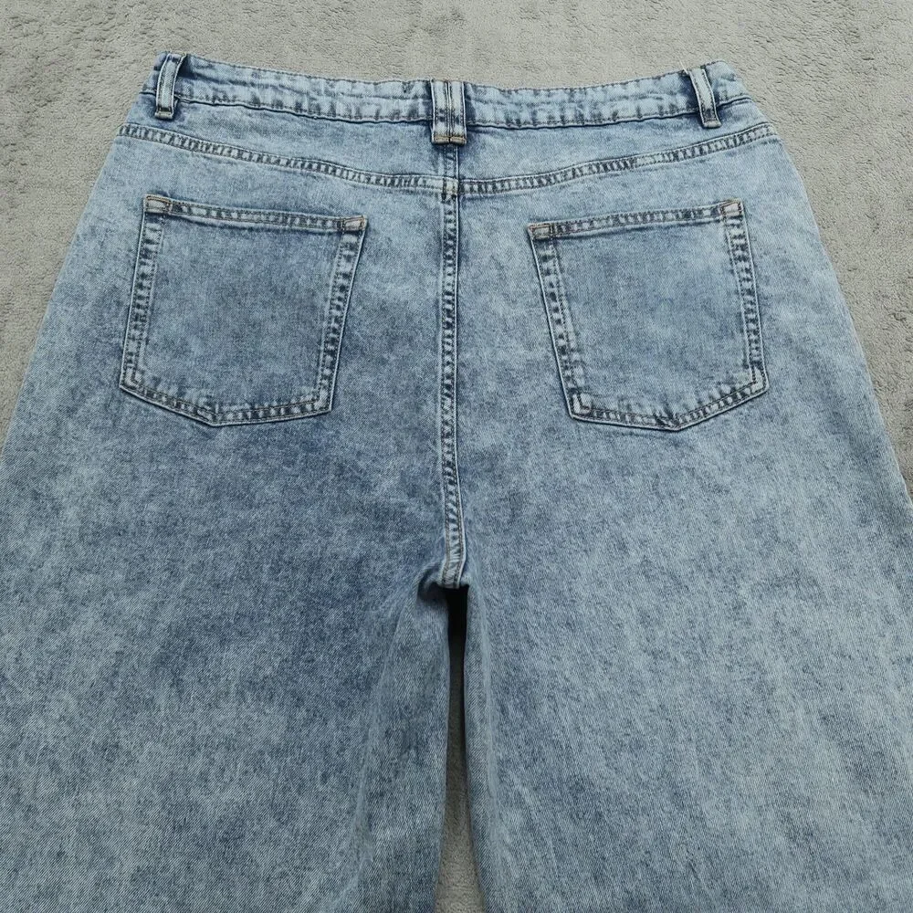DKNY Jeans Women's Size 32 Blue High-Rise Wide-Leg Denim Pants 30.5